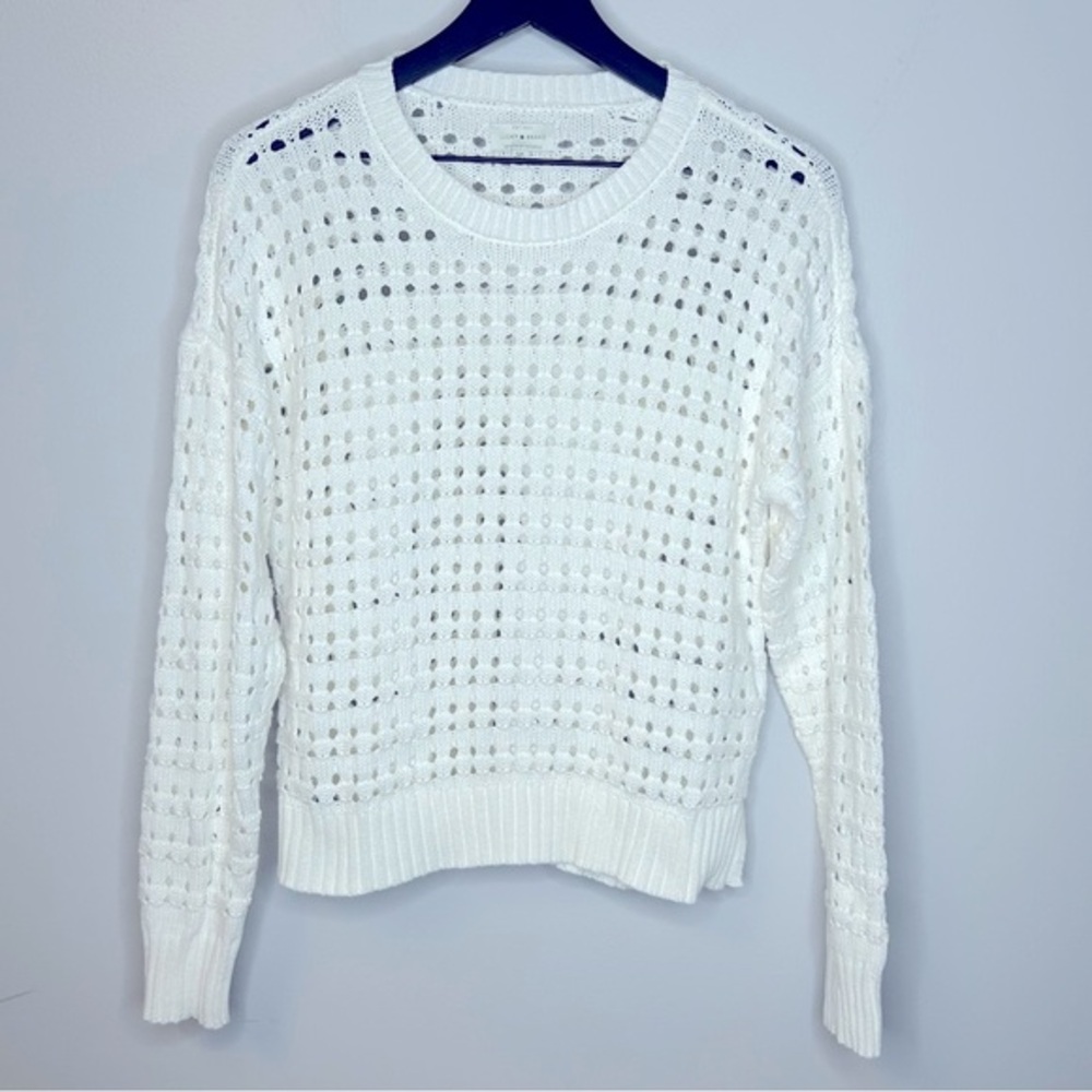 Lucky‎ Brand Open Knit White Long Sleeve Sweater Size S